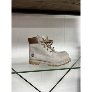 Timberland 6 Inch Premium Grey Nubuck Rose Gold Women's Boots A1JG8 Size 9.5